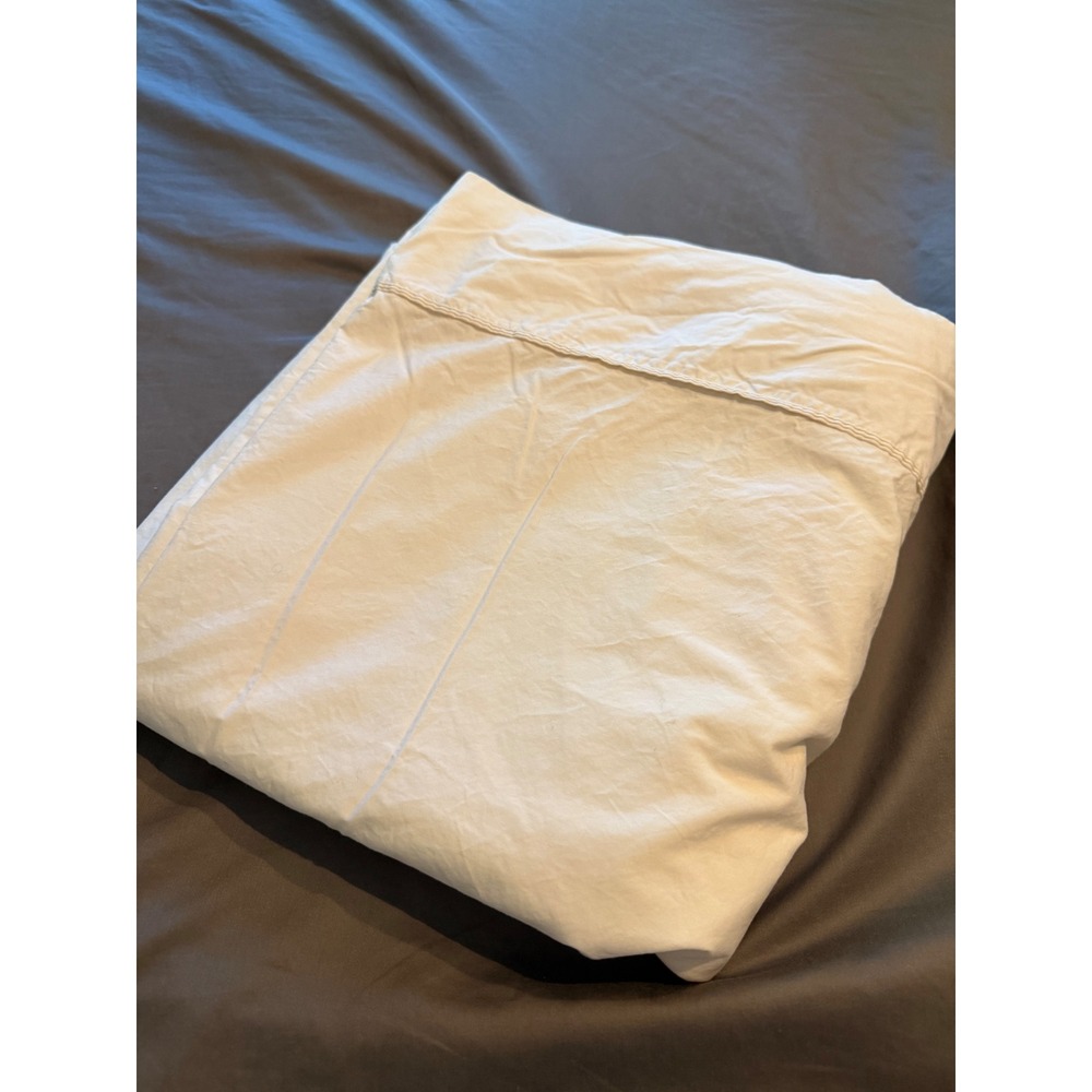 Pottery Barn Queen Flat Sheet 100% Organic Cotton Cream Ivory 96x105in